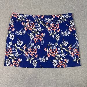 Mario Serrani Skirt Blue Floral Womens XXL Tummy Control Comfort Stretch Skort